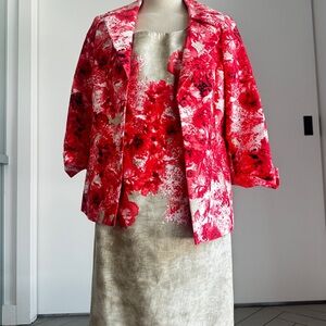 Carlisle Women's Vibrant Red and White Floral Blazer